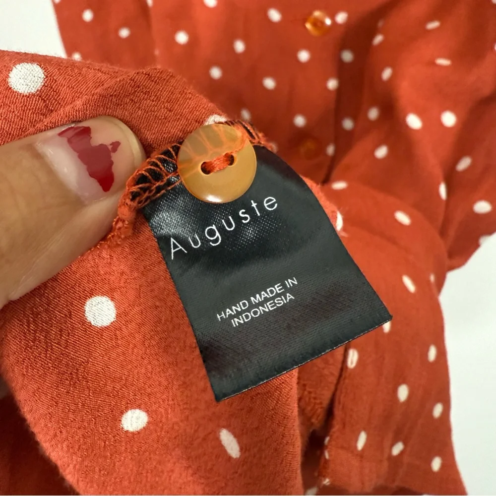 Auguste the label lily day rust orange polka dot mini dress size 4 - Picture 5 of 7